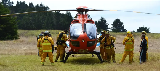 medivac with firefighters
